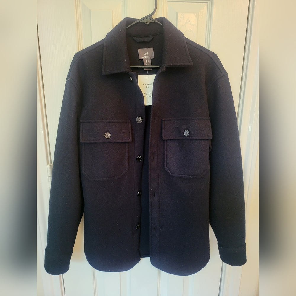 H&M Navy Blue Relaxed Fit Coat/Jacket XS
